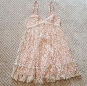 Hollister Light Pink Dress with Lace Overlay